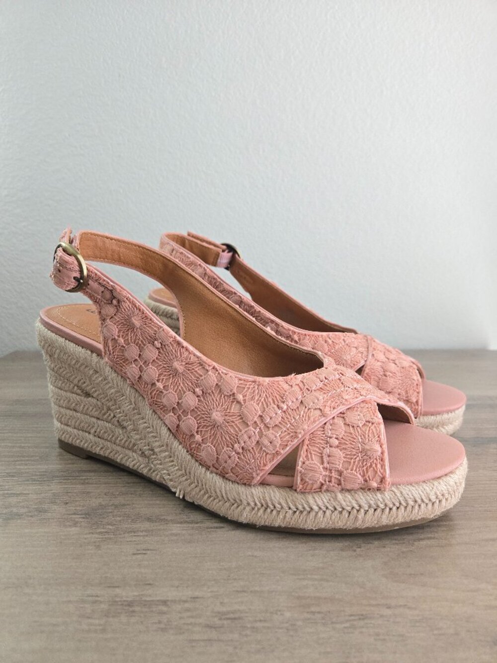 Lucky Brand Women's Cyrila Floral Slingback Peep-Toe Espadrille Wedge Sandals 9M